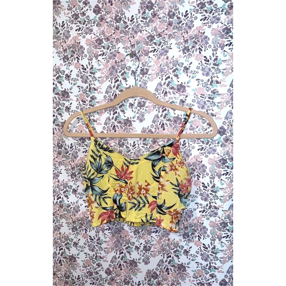 yellow floral tank top (crop top)